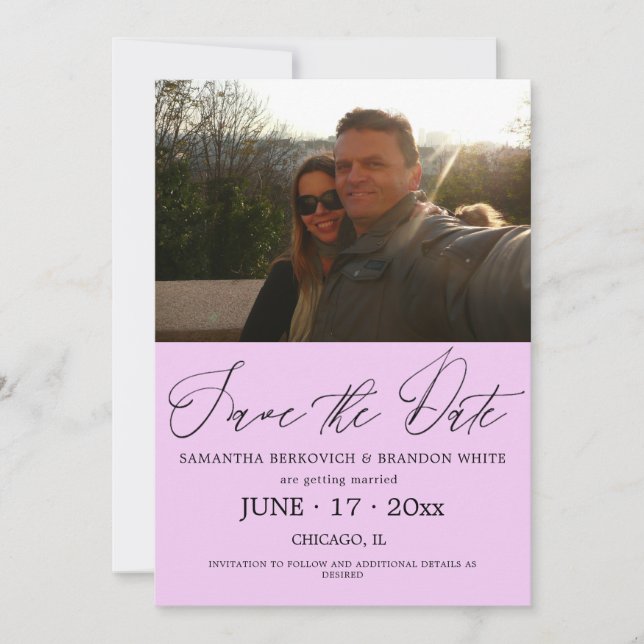 Lavender Lilac Foto Save the Date Einladung (Vorderseite)