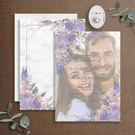 Lavender Lilac Gold Vellum Overlay Foto Hochzeit Einladung