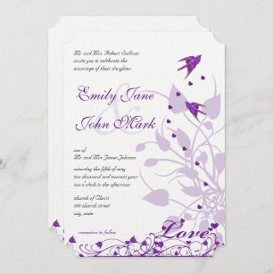 Lavender & Lilac Lila Plum Love Bird Wedding Einladung