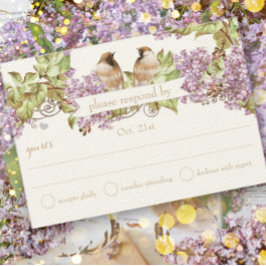 Lavender Lilac Love Bird Wedding RSVP