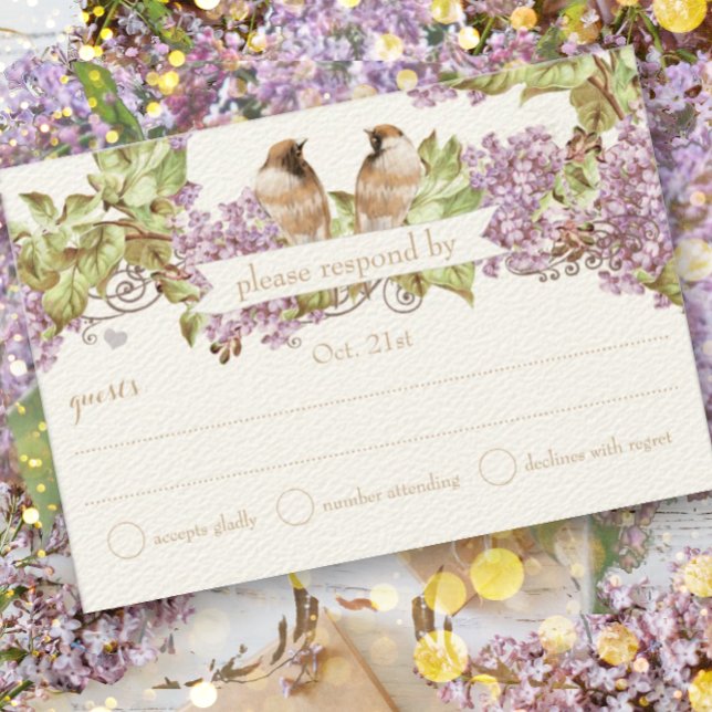 Lavender Lilac Love Bird Wedding RSVP (Von Creator hochgeladen)