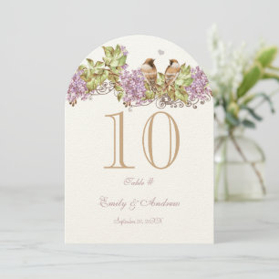 Lavender Lilac Love Bird Wedding Tischnummer Card