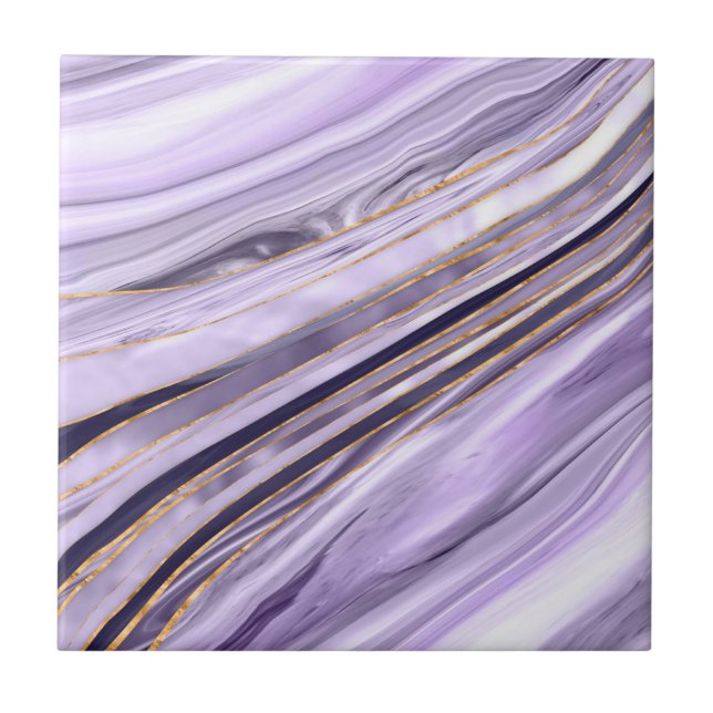 Lavender Lilac Marble flow Fliese (Vorderseite)