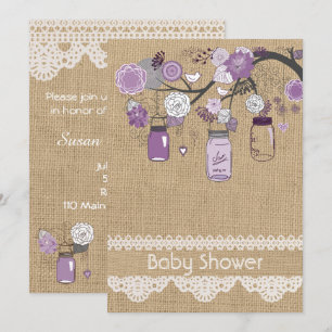 Lavender Lilac Mason Jar Babydusche Einladung