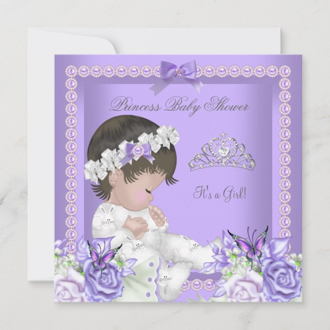 Lavender Lilac Pearl Gray Baby Shower Girl C Einladung (Vorderseite)