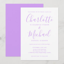 Lavender Lilac Signature Script Wedding Einladung