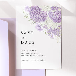 Lavender Lilac White Floral Wedding Save The Date