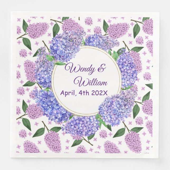 Lavender Lilacs Wedding Paper Napkin Serviette (Vorderseite)