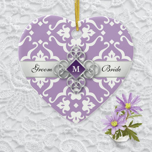Lavender Lily Damask Wedento Keramik Ornament