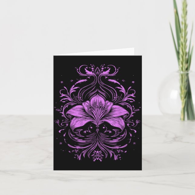 Lavender Lily Purple Wildflower Gothic Dark Design Karte (Vorderseite)