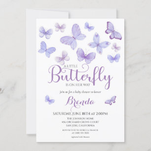 Lavender Little Butterfly Girl Babydusche Einladung
