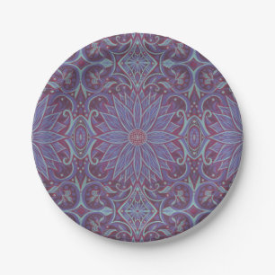 Lavender Lotus Floral Arabesque Muster Pappteller