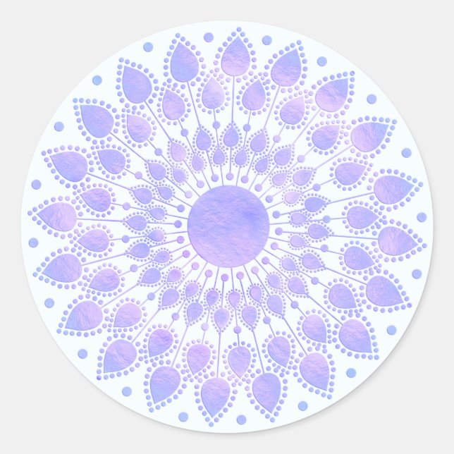 Lavender Lotus Floral Mandala Runder Aufkleber (Vorderseite)