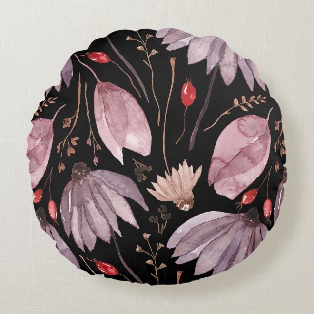 Lavender Lotus Flowers Round Throw Pillow Rundes Kissen (Vorderseite)