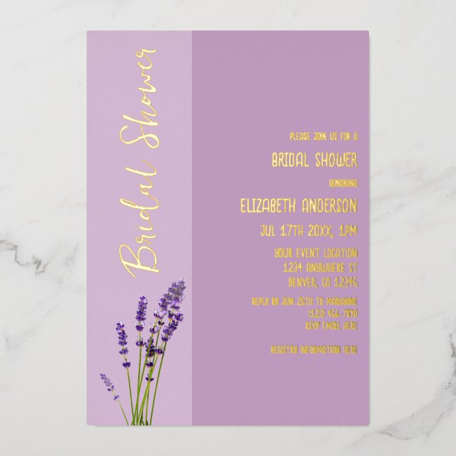 Lavender Love Bridal Shower Folieneinladung (Vorderseite)