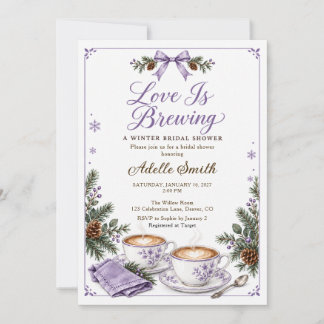 Lavender Love Is Brewing Winter Bow Brautparty Einladung