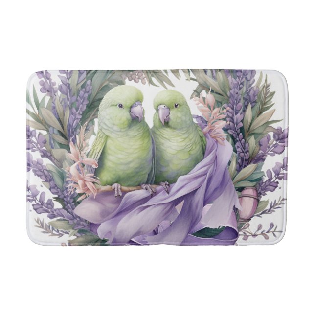 Lavender Lovebirds Badematte (Vorderseite)