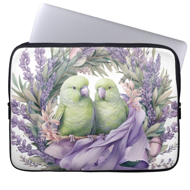Lavender Lovebirds Laptop Sleeve (Vorderseite)