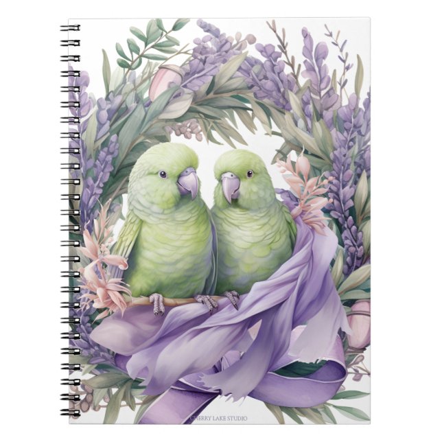 Lavender Lovebirds Notebook Notizblock (Vorderseite)
