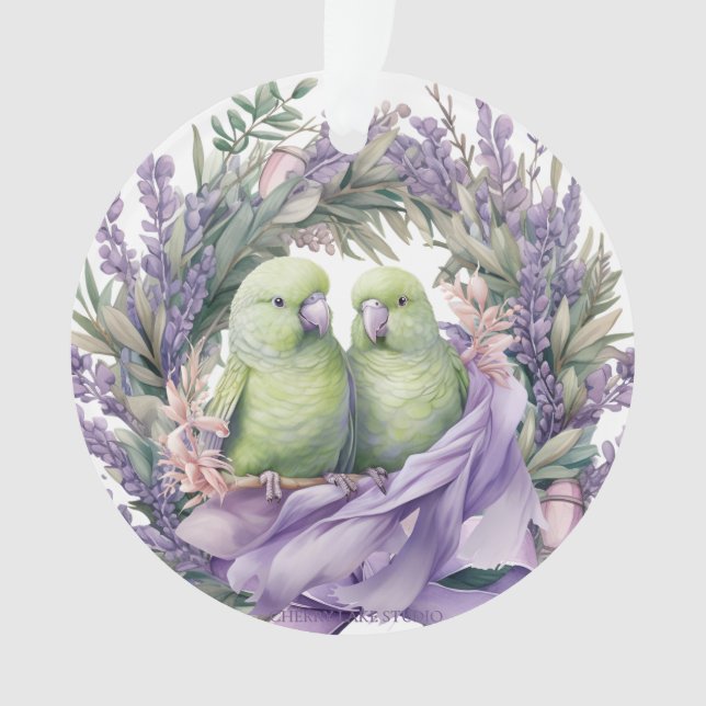 Lavender Lovebirds Ornament (Vorderseite)