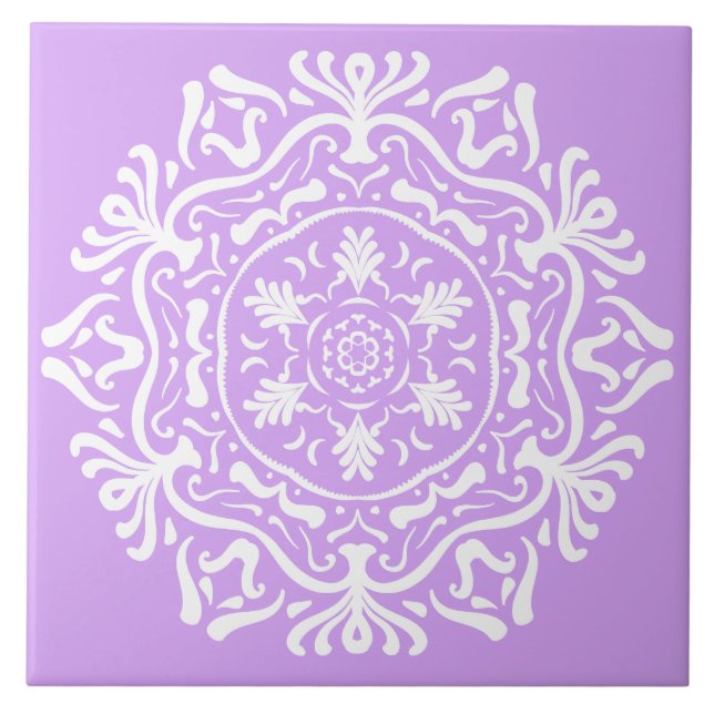 Lavender Mandala Fliese (Vorderseite)