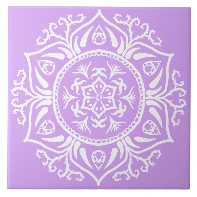 Lavender Mandala Fliese (Vorderseite)