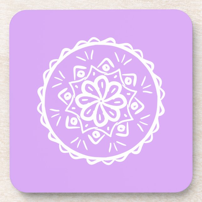 Lavender Mandala Getränkeuntersetzer (Vorderseite)