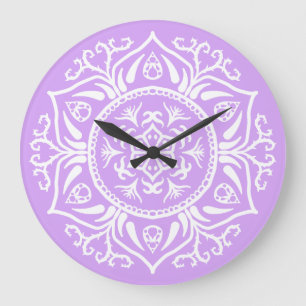 Lavender Mandala Große Wanduhr