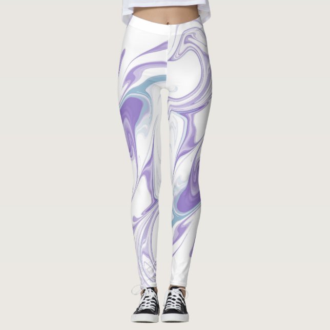 Lavender Marble Dream Leggings - Abstrakt Fluid Ar (Vorderseite)