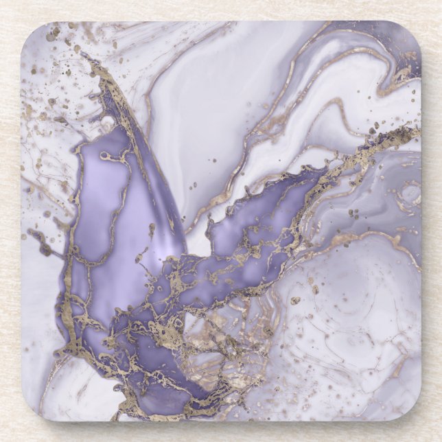 Lavender Marble Splash Getränkeuntersetzer (Vorderseite)