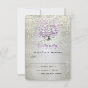 Lavender Märchenleuchten und Stars Hochzeit RSVP Karte