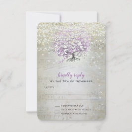 Lavender Märchenleuchten und Stars Hochzeit RSVP Karte
