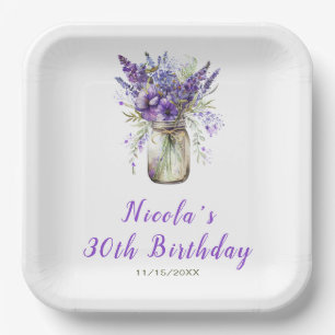 Lavender Mason Jar Birthday Pappteller