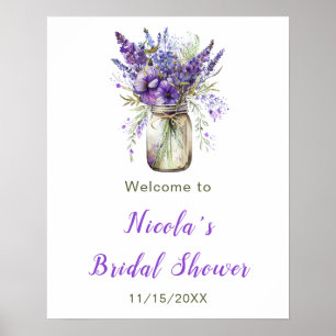 Lavender Mason Jar Brautparty Willkommen Poster