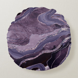 Lavender Mauve Agate Glitzer Glam #1 Rundes Kissen