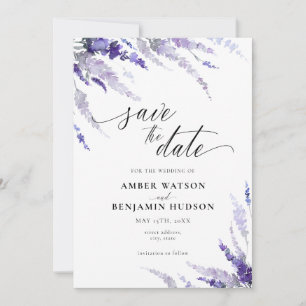 Lavender Mauve Floral Lilac Lila Save the Date Einladung