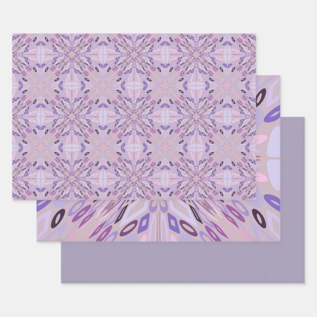Lavender Mauve Pink Lila Geometrie Abstrakte Kunst Geschenkpapier Set (Set)