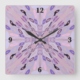 Lavender Mauve Pink Lila Geometrie Abstrakte Kunst Quadratische Wanduhr