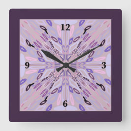 Lavender Mauve Pink Lila Geometrie Abstrakte Kunst Quadratische Wanduhr