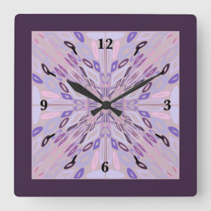 Lavender Mauve Pink Lila Geometrie Abstrakte Kunst Quadratische Wanduhr