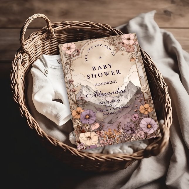 Lavender Meadow Peaks Baby Shower Einladung (Von Creator hochgeladen)