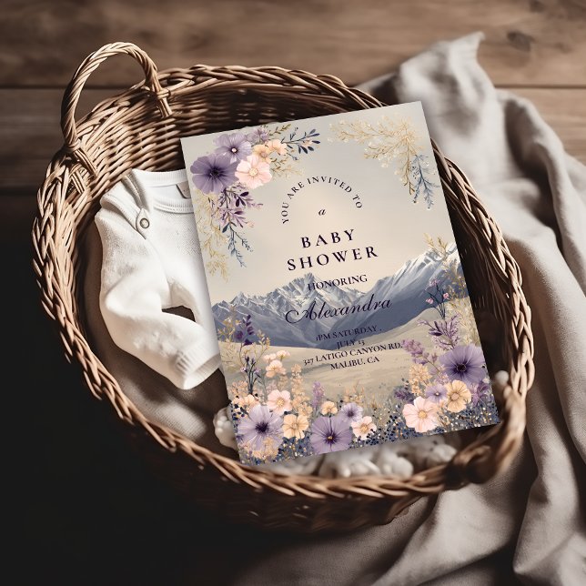 Lavender Meadow Peaks Baby Shower Einladung (Von Creator hochgeladen)