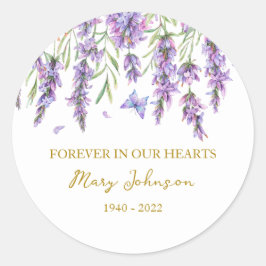 Lavender Memorial Funeral Classic-Rundaufkleber Runder Aufkleber