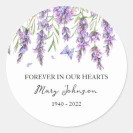 Lavender Memorial Funeral Classic Rundumaufkleber Runder Aufkleber