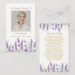 Lavender Memorial Photo Funeral Prayer Card Visitenkarte