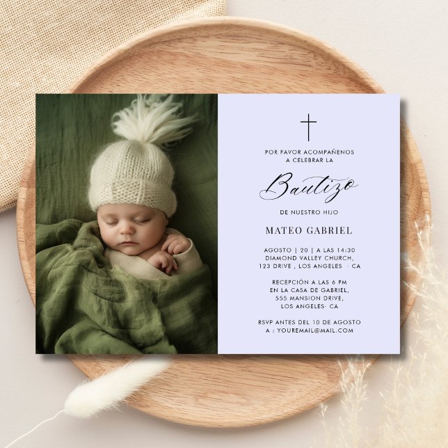 Lavender mexikanische Invitacion De Bautizo Foto Einladung (Von Creator hochgeladen)