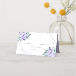 Lavender Mint Lila Geometric Wasserfarbe Peonies Platzkarte