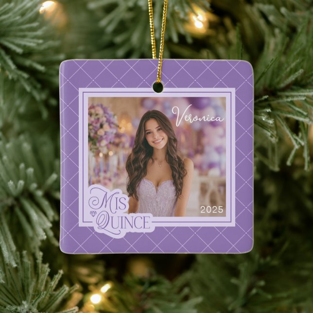 Lavender Mis Quince Foto Quinceanera Keepake Keramikornament (Baum)