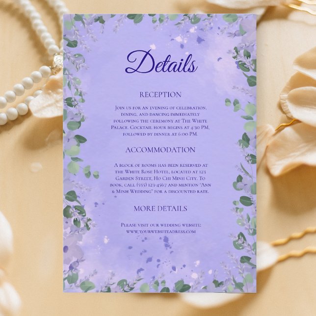 Lavender Mist Garden Wedding Details Card Begleitkarte (Von Creator hochgeladen)