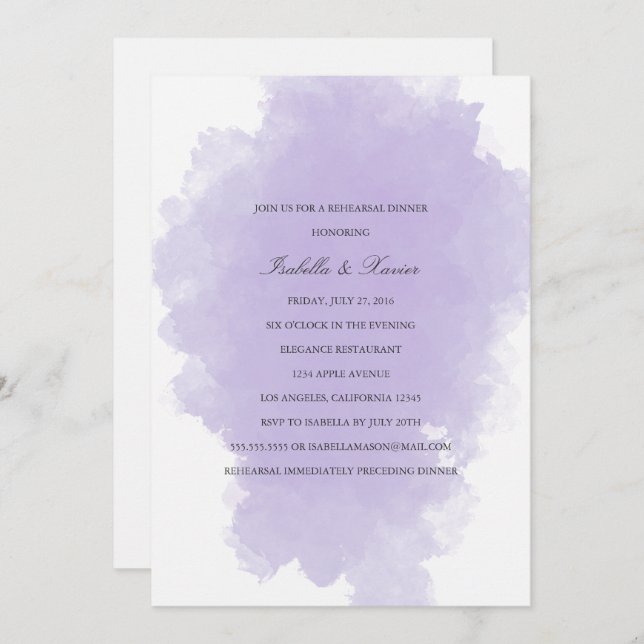Lavender Mist | Probe - Abendessen Einladung (Vorne/Hinten)